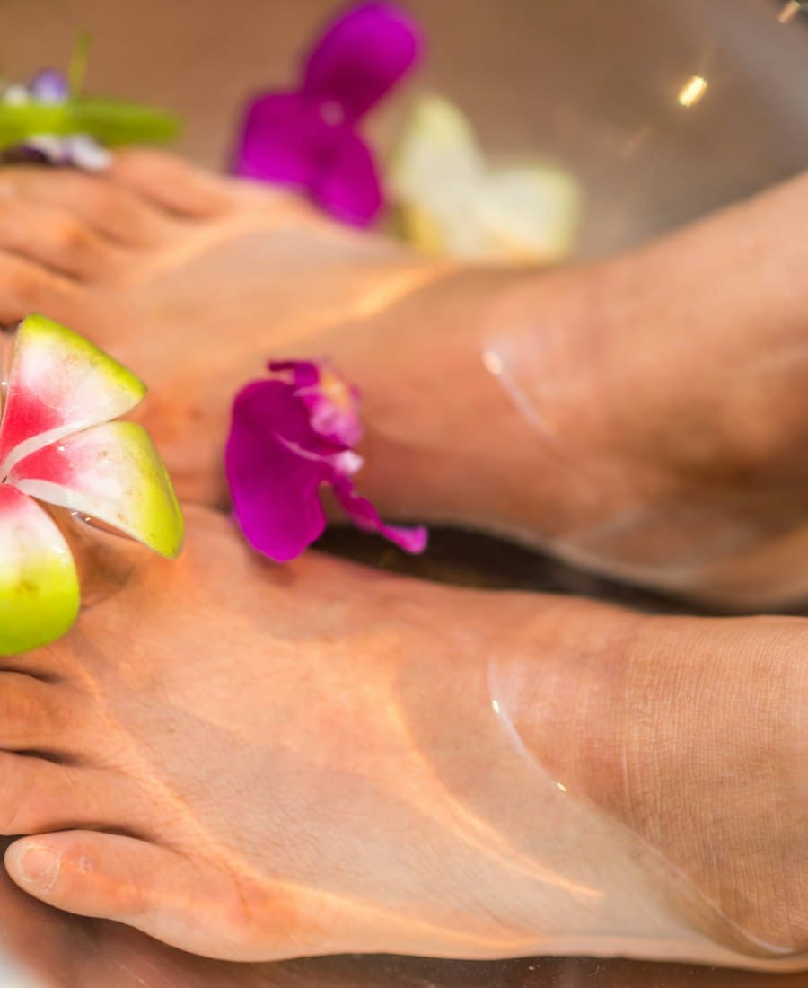 Atendimento de spa dos pés no estúdio